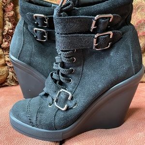 Black Suede Wedge Boot
